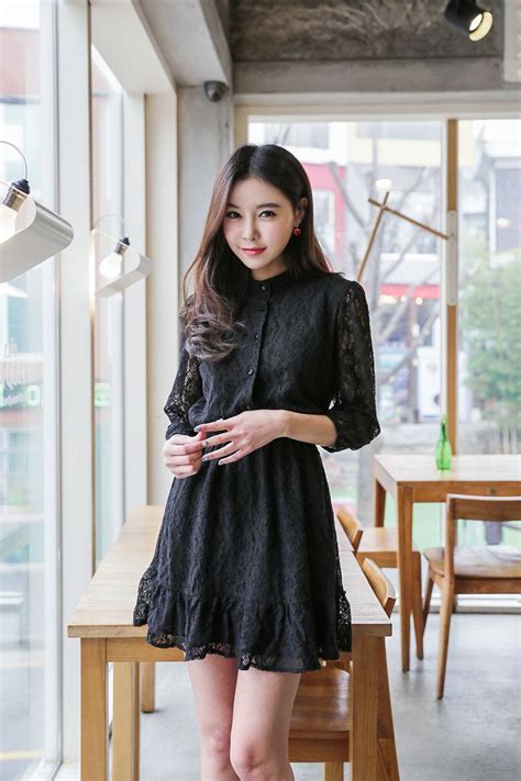 laced buttonup dress asian fashion korean fashion dress fashion