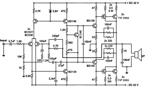 watt audio amplifier circuit diagram