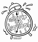 School Back Coloring Pages Clock sketch template