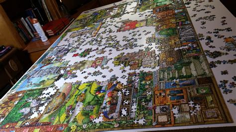 finished    piece puzzle bizarre town rjigsawpuzzles