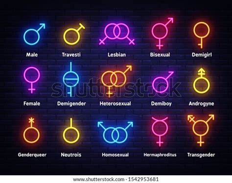 gender neon icons set sexual orientation stock vector royalty free