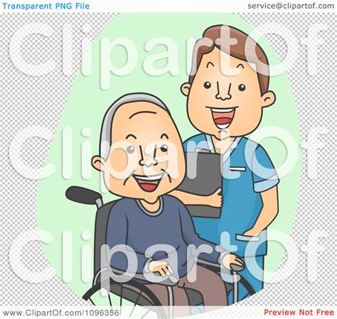 Clipart Male Geriatric Nurse Tending To A Senior Man
