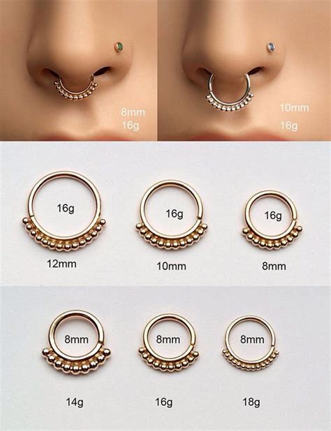 septum jewelry mm size chart reference neusring neuspiercing