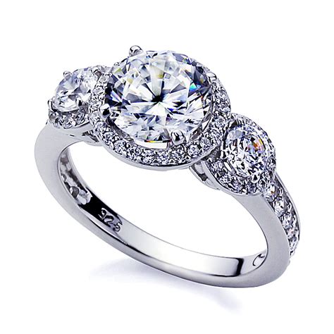 dainty jewelry womens platinum plated sterling silver ct  cz halo engagement ring