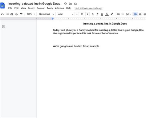 insert  dotted   google docs quick guide