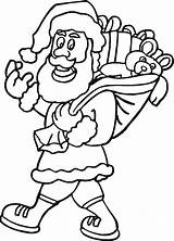 Christmas Coloring Santa Father Pages Colour Laughing Clous Sack Gifts Claus Cliparts Cartoon sketch template