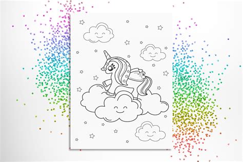 magical unicorn coloring page printable colouring pages etsy