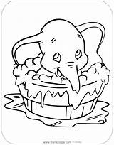 Dumbo Coloring Pages Disneyclips Taking Bath sketch template