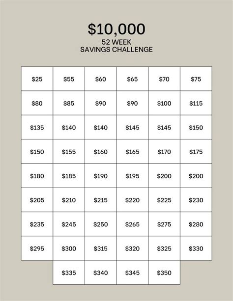 simple    money saving challenge printable