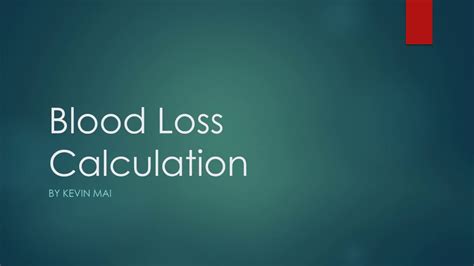 blood loss calculation youtube