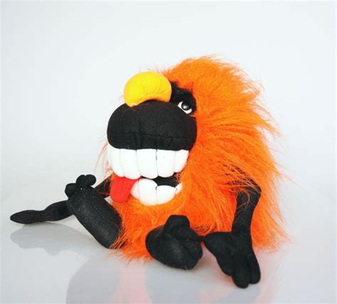 orange hairy stuffed toy monster big teeth stuffed toy cute etsy