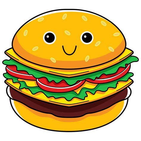 cute burger cartoon illustration  png