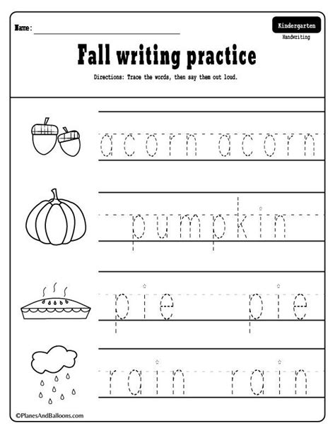 printable kindergarten writing worksheets