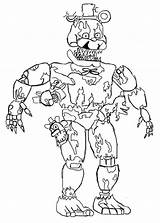 Freddy Coloring Fnaf Nights Pages Five Nightmare Printable Golden Freddys Toy Wonder Night Color Withered Zombie Sheet Chica sketch template