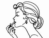 Lips Coloring Pages Make Lipstick Makeup Kissing Mouth Printable Face Cliparts メイク ぬりえ Getcolorings Clipart 塗り絵 Colorear Print Drawing Library sketch template