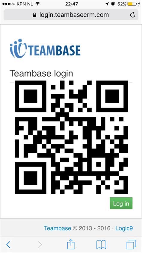 inloggen op teambase  een persoonlijke qr code teambase crm