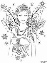 Coloring Fairy Pages Adult Fairies Colouring Printable Advanced Color Digi Book Mandala Print Stamp Books Angels Winter 4x6 Sheets Snow sketch template