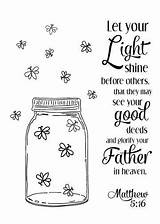Light Let Shine Bible Printable Coloring Pages Firefly Matthew 16 Sheet Scripture Jesus Bulletin Journaling Quotes Covers Verse Defeo Courtney sketch template
