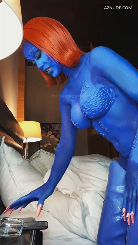 saweetie goes naked as mystique from x men at the