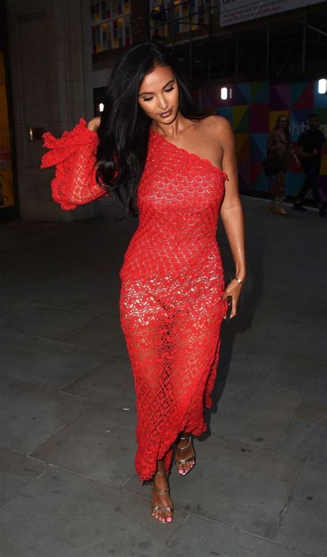 Brunette Maya Jama Flaunts Her Curves In A Sexy Red Dress