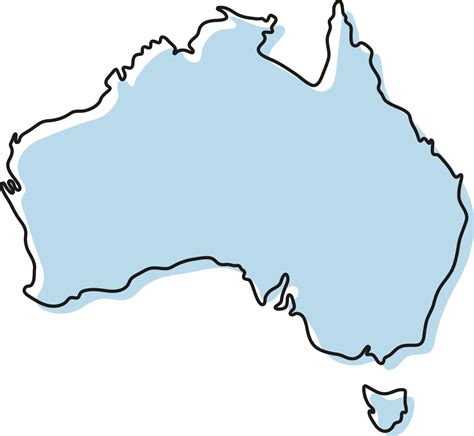 stylized simple outline map  australia icon blue sketch map
