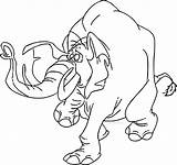 Tantor Coloring Elephant Danger Walking Wecoloringpage Pages Tarzan sketch template