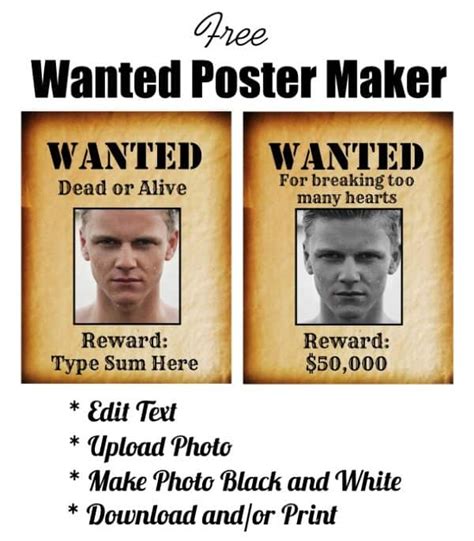 free wanted poster template make a free printable wanted poster