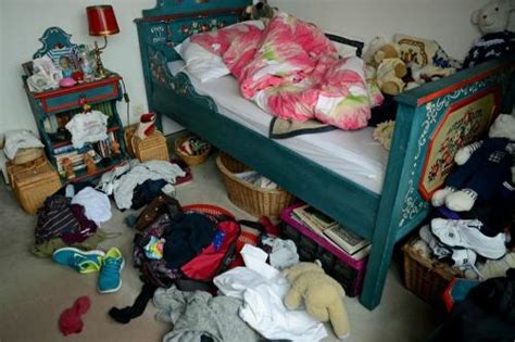 teen s messy room results in plug wedged in foot