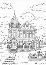 Coloring Pages House Adult Printable Colouring Favoreads Houses Victorian Lovely Architecture Authentic Adults Homes Club Color Books Book Sheets Choose sketch template