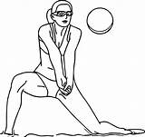 Coloring Volleyball Girl Beach Wecoloringpage Pages Playing sketch template