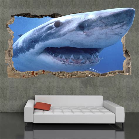 Startonight 3d Mural Wall Art Photo Decor Shark In My Room Amazing Dual