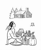 Coloring Pages Thanksgiving First Native American Food Indian Pilgrims Americans Cherokee Indians Sheets Kids Pilgrim Nations Printable Studies Social Clipart sketch template