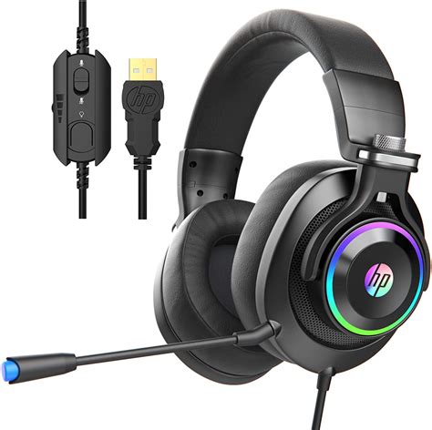 hp usb pc gaming headset  microphone  surround sound rgb led