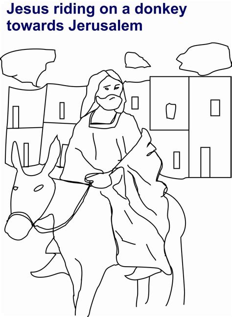 jesus riding  donkey coloring page  kids