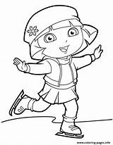 Coloring Dora Skating Pages Ice Print Printable sketch template