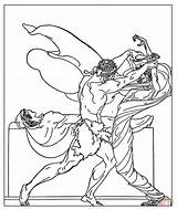 Hercules Coloring Death Pages Strives Drawing sketch template