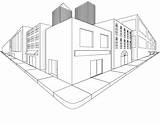 City Drawing Perspective Point Two Coloring Architecture Sketch Choose Board House Building sketch template