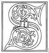 Letter Illuminated Letters Alphabet 15th Printable Century Book Initial Embroidery Late Clipart Celtic Print Lettering Fromoldbooks Designs sketch template