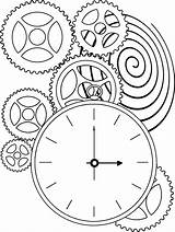 Coloring Pages Clock Steampunk Gears Clocks Gear Sundial Colouring Printable Template Adult Punk Sheets Books Kids Drawings Patterns Choose Board sketch template