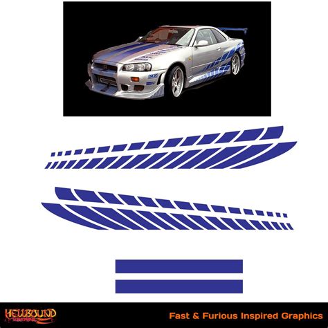 fast  furious silver skyline inspired decals hellbound graphics fast  furious car
