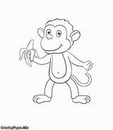 Coloring Monkey Banana Pages Eating Animals Kids Site Print Quality Popular Most High Coloringpages sketch template