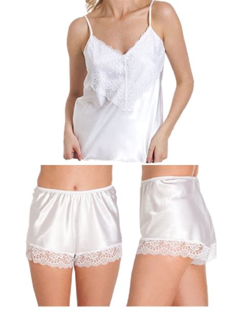 womens luxury satin camisole cami french knicker set various colours