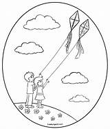 Kite Flying Kites Coloring Pages Fly Clip Drawing Children Kids Color Getdrawings Getcolorings Sweetclipart Cute Printable sketch template