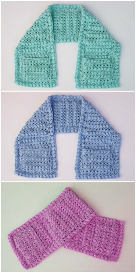 crochet scarf with pockets crochet ideas