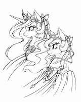 Luna Celestia Princess Coloring Pony Pages Little Mlp Nightmare Moon Drawings Colouring Visit Sisters Cartoon sketch template