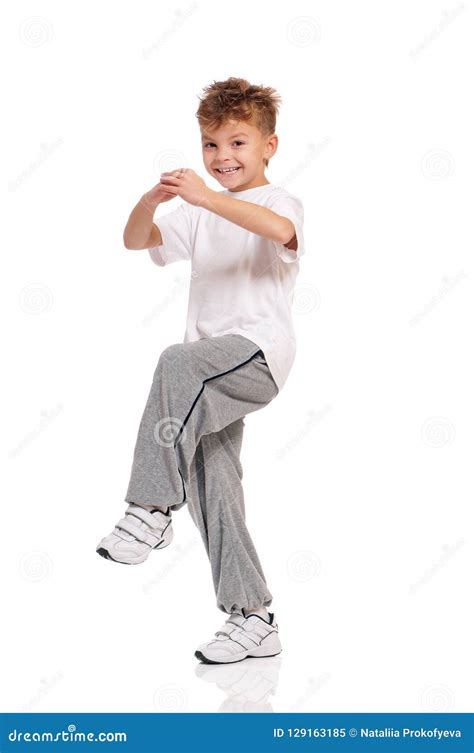 boy dancing  white stock image image  action isolated