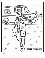 Coloring Pages Mail Carrier Worksheets Truck Office Post Kids Printable Worksheet Helpers Community Thank Learning Life Themes School Grade Second sketch template