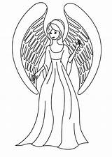 Coloring Angels Angel Beautiful Female Pages Color Tattoo Templates Template sketch template