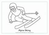 Colouring Olympics Skifahrer Activityvillage Pyeongchang Hiver Deportes Olympiques Olímpicos Invierno Juegos Patinaje Olympique Skifahren Zeichnung2 sketch template