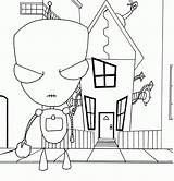 Coloring Zim Invader Pages Gir Print Popular Uteer Artículo sketch template